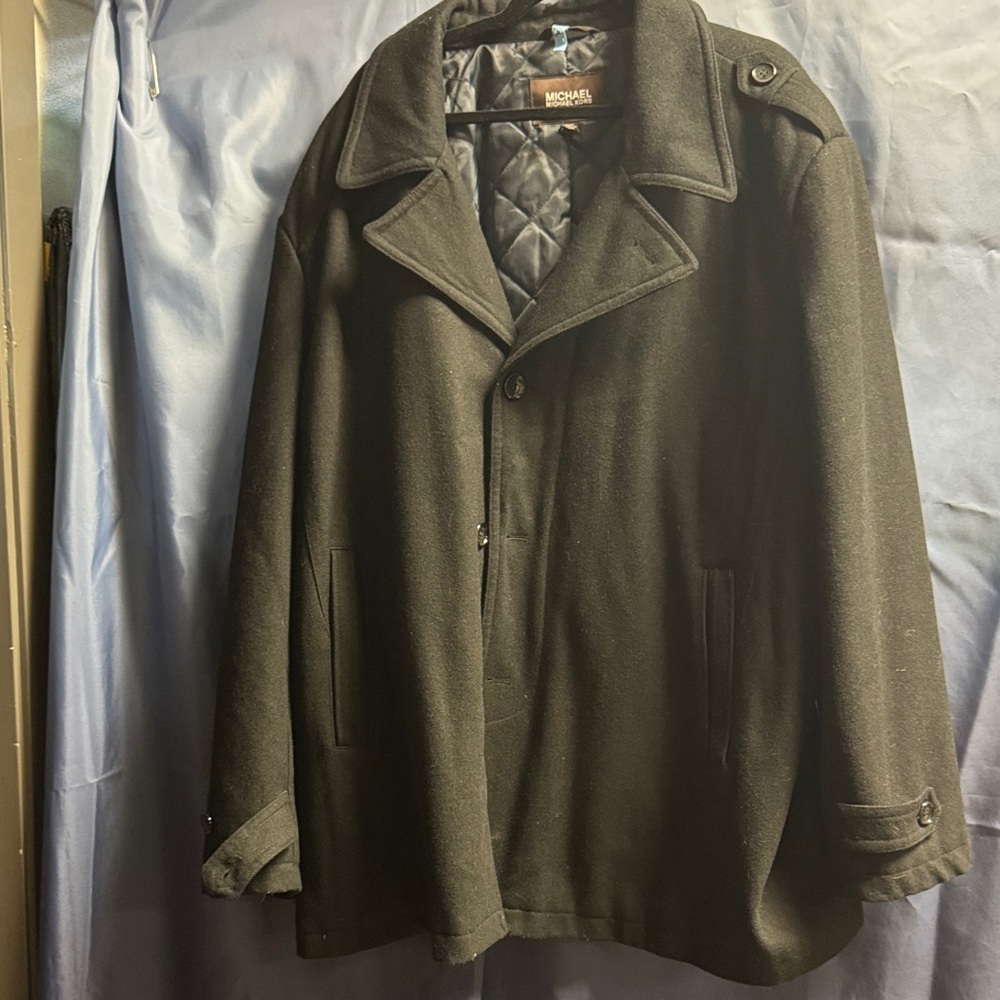 Michael Kors Classic Black Pea Coat for Men
